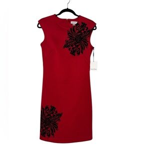 Calvin Klein Sheath Dress Womens‎ Size 2 Romantic Floral Wesdinf Formal Career